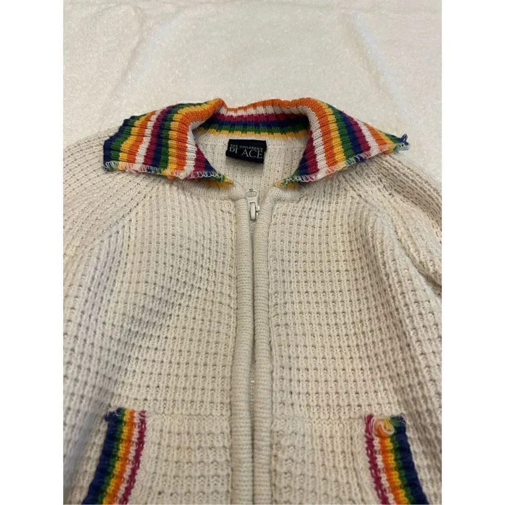 Children’s Place rainbow long sleeve zipper sweater Medium 7/8